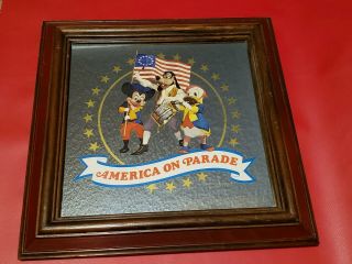 Rare Vintage 1976 Disney America On Parade Bicentennial Framed Mirror Picture