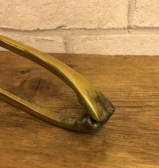 LARGE ANTIQUE ARTS & CRAFTS BRASS FIRE LOG TONGS 3