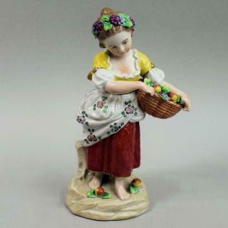 Antique Sitzendorf German Porcelain Figure Autumn C.  1900