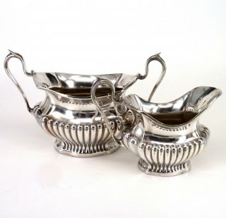 Victorian Silver Art Nouveau Style Milk Jug & Sugar Bowl Thomas Wilkinson & Co.