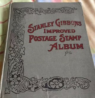 Antique 1920s Stanley Gibbonns Postage Stamp Album Filled With Stamps