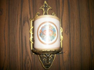 Antique Wall Sconce Lamp (heavy Solid Brass & Glass Curved Shade)
