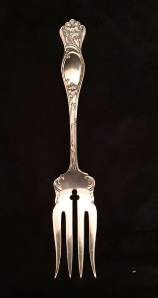 Antique Silverplate Meat Fork By Rogers Bros.  " Daffodil " Pattern 1891 Victorian