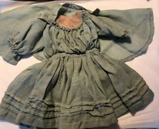 Great Antique Linen Blend Child Doll Dress W/matching Cape