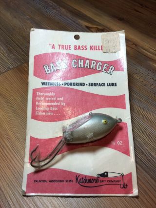 Vintage Fishing Lures Katchmore Bait Co Bass Charger Porkrind Lure On Card