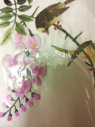 2 X Stunning Hand Embroidered Silk Chinese Unframed Picture.  Birds And Trees