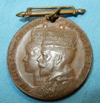 Antique 1911 King George V & Queen Mary Coronation Medal Borough Of Southwark