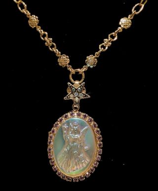 Rare Vintage Kirks Folly Fairy Godmother Locket & Necklace Gold Toned