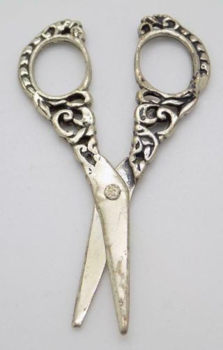 Vintage Solid Silver Italian Made Scissors Large Miniature Hallmarked Figurine
