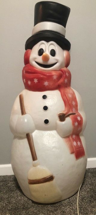 Vintage Lighted Empire Plastic Blow Mold 40 " Frosty Snowman Blowmold Rare