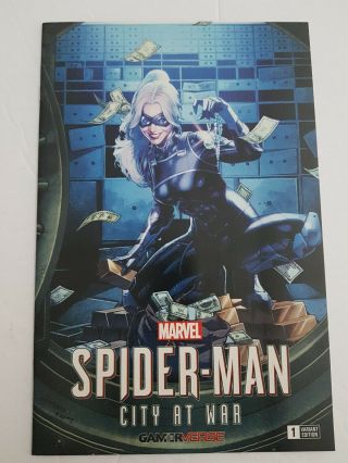 Spider - Man City At War 1 Rare Gamer - Verse Jay Anacleto Black Cat Variant Nm