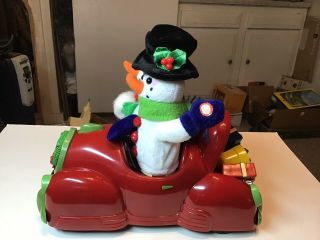 Vintage Gemmy Mr.  And Mrs.  Snowman In A Car Sings Head And Taillights Blink Rare
