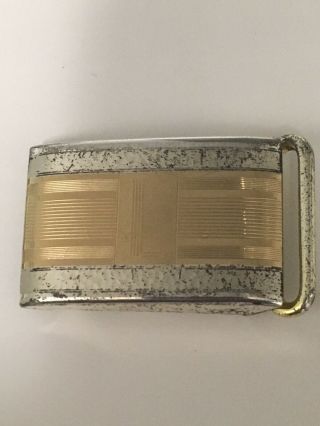 Art Deco Vintage Sterling Silver & 10k Gold Rare Belt Buckle By Hickok " L "