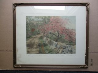 Antique Framed Wallace Nutting Hand - Tinted Photo Honeymoon Stroll