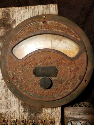 Antique 1890s Weston Voltmeter Steampunk Gage Newark NJ For Parts/repair/display 2