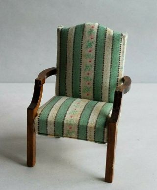 Handsome Dollhouse Miniature Upholstered Arm Chair