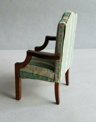 HANDSOME DOLLHOUSE MINIATURE UPHOLSTERED ARM CHAIR 2
