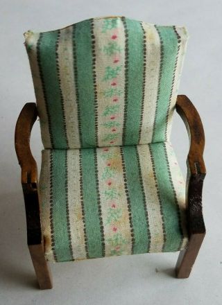 HANDSOME DOLLHOUSE MINIATURE UPHOLSTERED ARM CHAIR 3