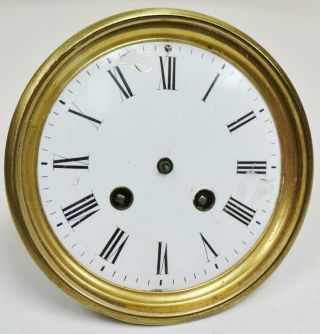 Antique French 8 Day Bell Striking Clock Movement White Porcelain Dial,  No Hands