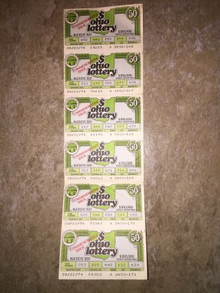 1974 A Total Of 6 Ohio Lottery Tickets Marked Commemorative Issue Rare