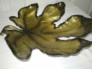 Michael Aram Green Brass Grape Leaf Plate Platter Tray Bowl 19 " X 15 " X 4 " Rare