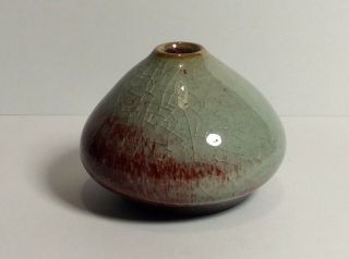 Chinese Celadon & Sang De Boeuf Type Glaze Snuff Bottle / Miniature Vase c1940 2