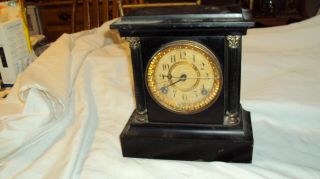 Antique Ansonia " Eton " Cast Iron 8 Day Striking Mantle Clock Repair Good Springs