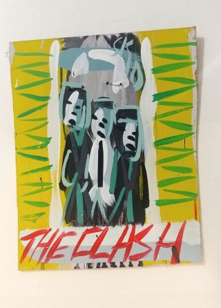Rare Steve Keene Acrylic Painting " The Clash " Pop Art From Brooklyn