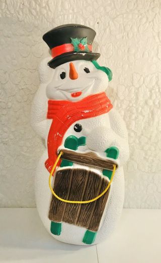 Vintage Tpi 39 " Snowman & Sled Blow Mold Yard Decoration Christmas Light Rare