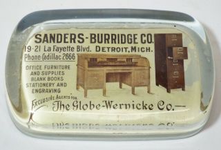 Antique Globe - Wernicke Co.  Sanders Burridge Co.  Glass Advertising Paperweight