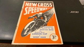 Cross Rangers V West Ham - - Speedway Programme - - 5th August 1936 - - Rare