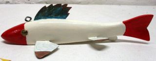 Vintage Pike Signed Folk Art Fish Spearing Decoy Ice Fishing Lure