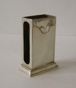 A Vertical Standing Antique Sterling Silver Matchbox Holder Birmingham 1903