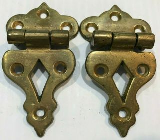 Ice Box Hinges Brass Fancy Brass Antiqued 3 1/2 " Long 2 " Wide
