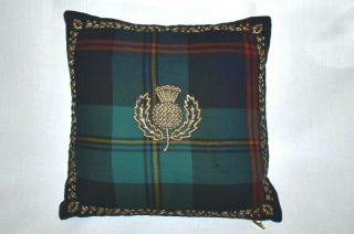 Rare Ralph Lauren Hexford Tartan With Gold Metal Embroidery Throw Pillow
