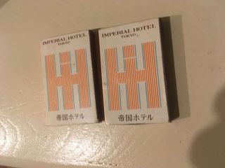 Rare Two Frank Lloyd Wright Imperial Hotel Tokyo Japan Matchbook Matchbox