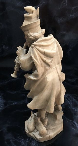 Rare Vintage Toni Baur Pied Piper Of Hamelin Wood Carved Figurine 30cm 3