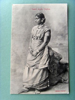 Ceylon - Sri Lanka - Tamil Ayab Girl - Antique C1905 Skeen Photo Ppc