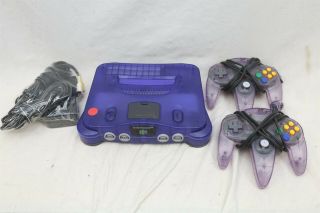 Nintendo 64 N64 Funtastic Bundle Rare Clear Atomic Purple Grape W/ Controllers