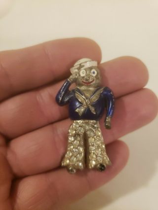 Antique Little Nemo L/n Wwii 1941 Rhinestone Sailor Brooch Rare And Hard To Find