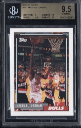 Bgs 9.  5 Michael Jordan 1992 - 93 Topps 141 Chicago Bulls Hof Goat Rare Gem