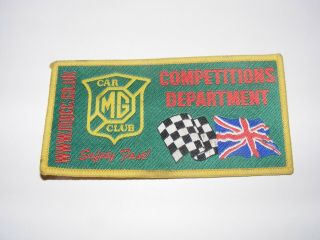 Rare Mg Car Club Competitions Department Sew On Patch