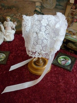 Lovely Antique/vintage Baby/lace Bonnet Gc.