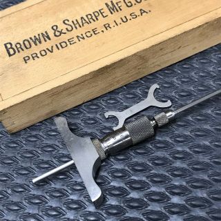 Antique Brown & Sharpe 605 Depth Gage Gauge Micrometer Caliper