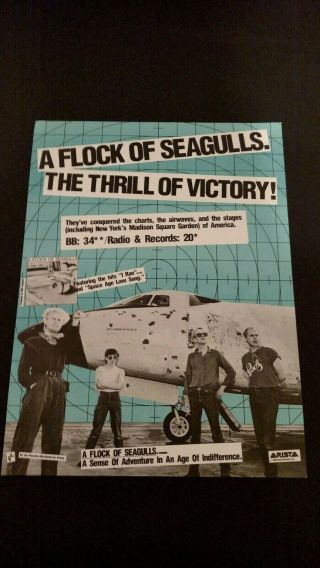 A Flock Of Seagulls " The Thrill Of Victory " Rare Print Promo Poster Ad