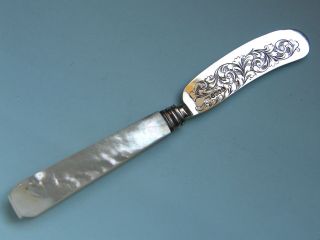 Victorian Silver Butter Knife George Unite Birmingham 1846 Mother Of Pearl Handl