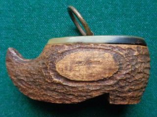 Pretty Antique Victorian Wooden Snuff Box In The Shape Of A Shoe Boot