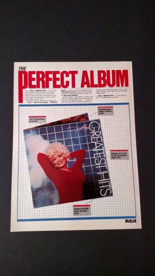 Dolly Parton " The Perfect Album " (1982) Rare Print,  Promo Poster Ad