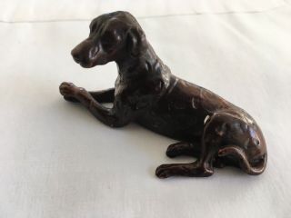 Antique Small Bronze Figure Of A Dog / Model