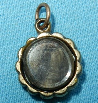 Pretty Antique Miniature Mourning Fob Charm Pendant With Lock Of Hair